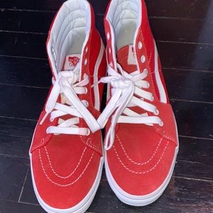 Red & White Hightop Vans Size 6